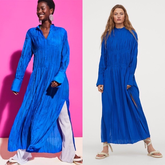 pleated maxi dress h&m